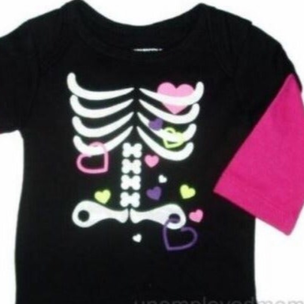 Halloween Skeleton Bodysuit Girls Glittery Bones Children - Picture 1 of 2